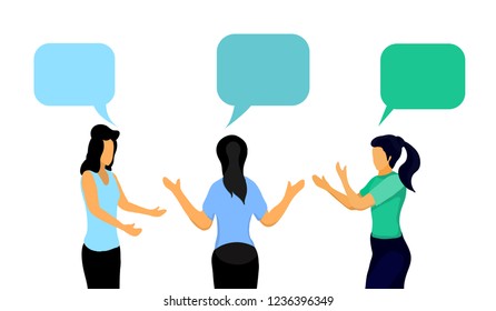 Vector illustration, flat style, Women talk ,Businessmen talk about economic news, Conversation Between Investors, Negotiation of Marketers Agreement,Greetings among employees together.