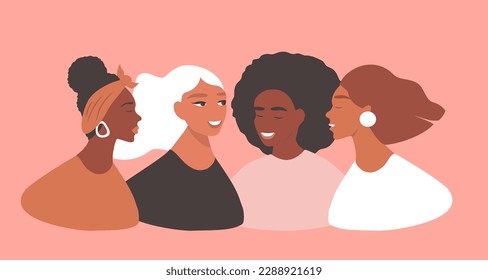 vector illustration in flat style - women of different races, female diversity