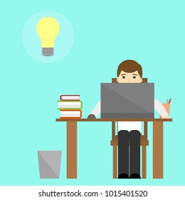 Vector illustration in a flat style. Workplace.Eps10.