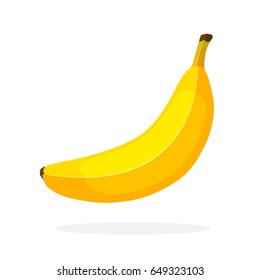 Vector illustration in flat style. Yellow not peeled banana. Healthy vegetarian food. Decoration for greeting cards, prints for clothes, posters, menus