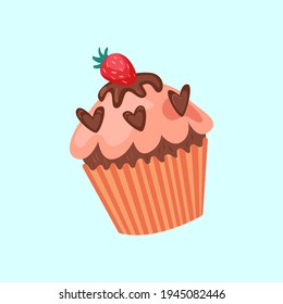 vector illustration flat sweet chocolate cake dessert