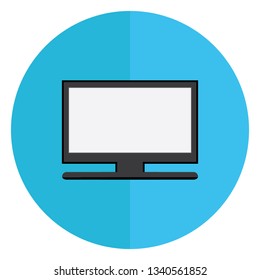 Vector illustration flat television icon with circle on white background
