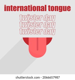 Vector illustration, Flat Tongue style, as an icon, banner or template, International Tongue Twister Day.