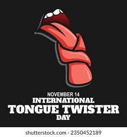 Vector illustration, Flat Tongue style, as an icon, banner or template, International Tongue Twister Day. September 14