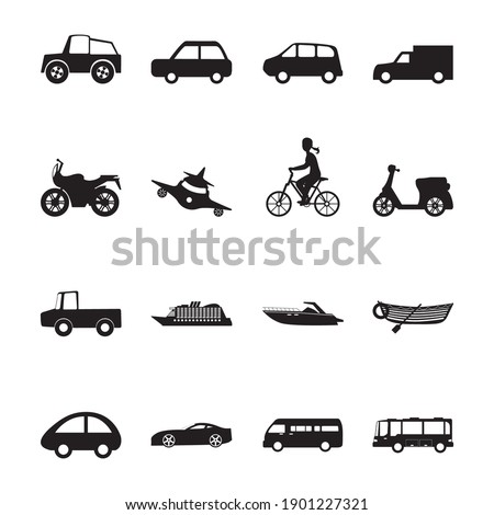Vector illustration flat transport icon set