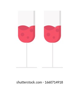 vector illustration flat two wine glass design