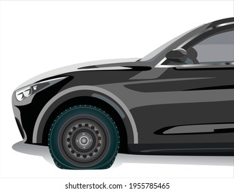 Vector illustration of flat tyre