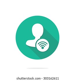 Vector illustration of flat user connection and web interface icon .  Could be used as menu button, user interface element template, badge, sign, symbol, company logo