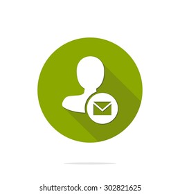 Vector illustration of flat user send message action and web interface icon .  Could be used as menu button, user interface element template, badge, sign, symbol, company logo