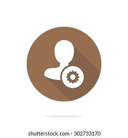Vector illustration of flat user settings and web interface icon.  Could be used as menu button, user interface element template, badge, sign, symbol, company logo