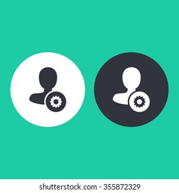 Vector illustration of flat user settings and web interface icon in two colors. Could be used as menu button, user interface element template, badge, sign, symbol, company logo