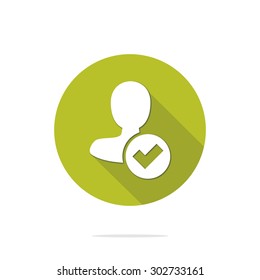 Vector illustration of flat user success and web interface icon.  Could be used as menu button, user interface element template, badge, sign, symbol, company logo