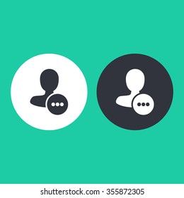 Vector illustration of flat user typing action and web interface icon in two colors. Could be used as menu button, user interface element template, badge, sign, symbol, company logo