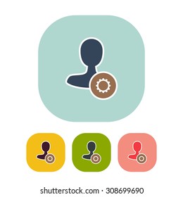 Vector illustration of flat user write action and web interface icon . Could be used as menu button, user interface element template, badge, sign, symbol, company logo, mobile application element