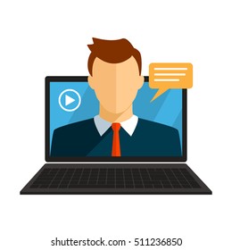 Vector illustration of a flat webinar, online conferences, lectures and training on the Internet online. flat vector illustration isolated. easy to use