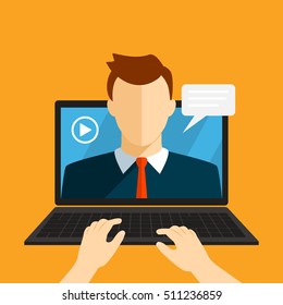 Vector illustration of a flat webinar, online conferences, lectures and training on the Internet online. flat vector illustration isolated. easy to use