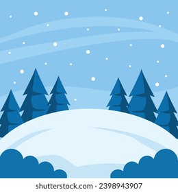 Vektorgrafik-Flachwinterlandschaft