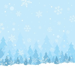Vector Illustration. Flat Winter Landscape. Simple Snowy Backgrounds. Snowdrifts. Snowfall. Clear Blue Sky. Blizzard. Snowy Weather. Winter Season. Panoramic Wallpapers. Set Of Backgrounds.
