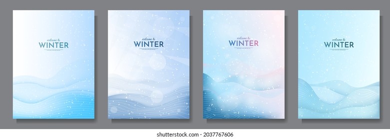 Vector illustration  Flat winter landscape  Snowy backgrounds  Snowdrift  Snowfall  Line art  Blizzard  Snowy weather  Design elements for poster  book cover  brochure  magazine  flyer  booklet