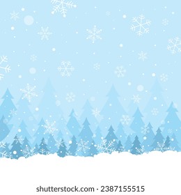 Vector illustration. Flat winter landscape. Simple snowy backgrounds. Snowdrifts. Snowfall. Clear blue sky. Blizzard. Snowy weather. Winter season. Panoramic wallpapers. Set of backgrounds.

