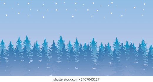 Vektorgrafik. Flache Winterlandschaft. Schneebedeckte Hintergründe.