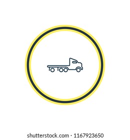 Vector illustration of flatbed truck icon line. Beautiful transport element also can be used as wrecker icon element.