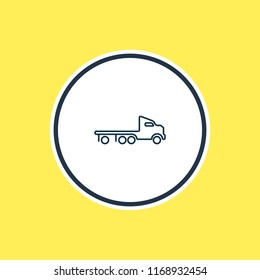 Vector illustration of flatbed truck icon line. Beautiful carrying element also can be used as wrecker icon element.