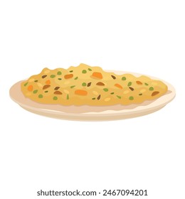 Vector illustration of a flavorful vegetable pilaf dish, perfect for recipe visuals and food content