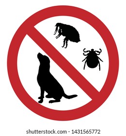 Vector illustration of flea and tick ban mark on a white background. Symbol of protection against parasites.