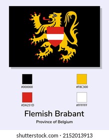 Vector Illustration of Flemish Brabant flag isolated on light blue background. As close as possible to the original. ready to use, easy to edit. 
