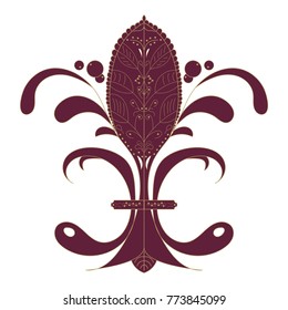 Vector illustration: The Fleur de Lis or flower de luce with french floral medieval ornament. The Fleur de Lis known as French Royal Lily isolated.