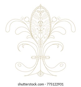 Vector illustration: The Fleur de Lis or flower de luce with french floral medieval ornament. The Fleur de Lis known as French Royal Lily isolated.