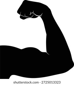 Ilustración vectorial de icono de brazo flexionado con silueta de puño apretado, que representa la fuerza, la aptitud, el poder, la motivación y el diseño de símbolos musculares
