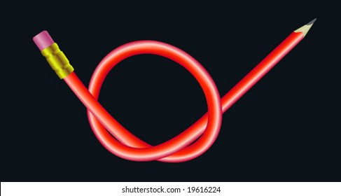 Vector illustration of a flexible pencil on black