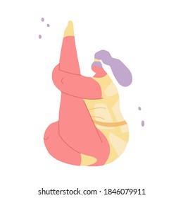 Vector illustration of flexible, plump woman dancing. Concept body positivity, obesity, gymnastics, ballet. It can be used in web design and banners.