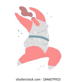 Vector illustration of flexible, plump woman dancing. Concept body positivity, obesity, gymnastics, ballet. It can be used in web design and banners.
