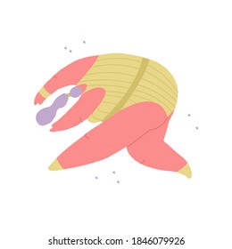 Vector illustration of flexible, plump woman dancing. Concept body positivity, obesity, gymnastics, ballet. It can be used in web design and banners.