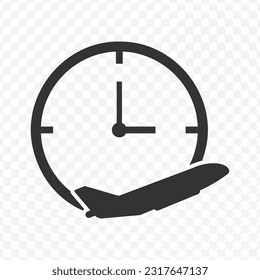 Vector illustration of flight schedule icon in dark color and transparent background(PNG).
