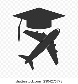 Ilustración vectorial del icono de la escuela de vuelo en color oscuro y fondo transparente (png).