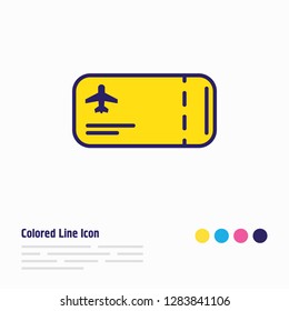 Vector illustration of flight ticket icon colored line. Beautiful hotel element also can be used as airplane pass icon element.