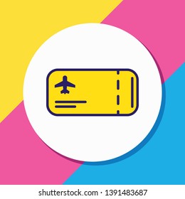 Vector illustration of flight ticket icon colored line. Beautiful travel element also can be used as airplane pass icon element.