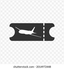 Ilustración vectorial de un billete de avión 
 icono en color oscuro y fondo transparente (png)
