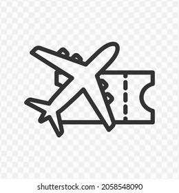Vektorgrafik des Flugtickets-Ikone in dunkler Farbe und transparentem Hintergrund (png).