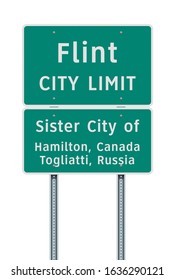 Vector illustration of the Flint City Limit green road sign