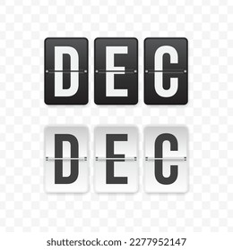 Vector illustration of flip clock icon sign and symbol of December. Black and white colored icon for website design. Simple design on transparent background (PNG).