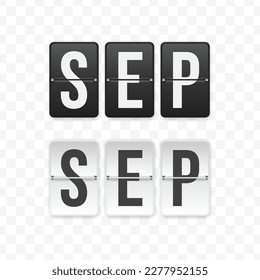 Vector illustration of flip clock icon sign and symbol of September. Black and white colored icon for website design. Simple design on transparent background (PNG).