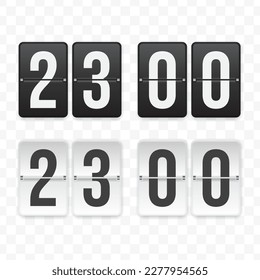 Vector illustration of a flip clock icon sign and symbol at twenty-three o'clock. Black and white colored icons for website design .Simple design on a transparent background (PNG).