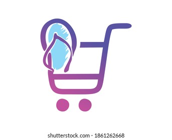 A Vector Illustration of Flip Flop cart for Sandal Shop Sign