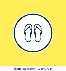 Vector illustration of flip flops icon line. Beautiful tourism element also can be used as beach sandal icon element.