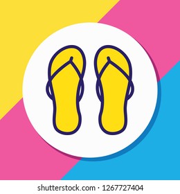 Vector illustration of flip flops icon colored line. Beautiful vacation element also can be used as beach sandal icon element.